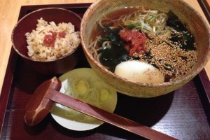 ume-wakame soba with a side of rice