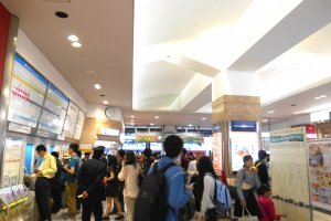 Inside the JR Tokushima Station. It&#39;s unusually crowded due to the Golden Week Holidays