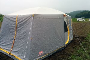 We set up our tents right on the farm fields