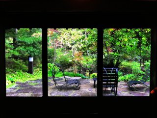 Looking out at the garden through three big windows. I felt like as though I was looking at three paintings.