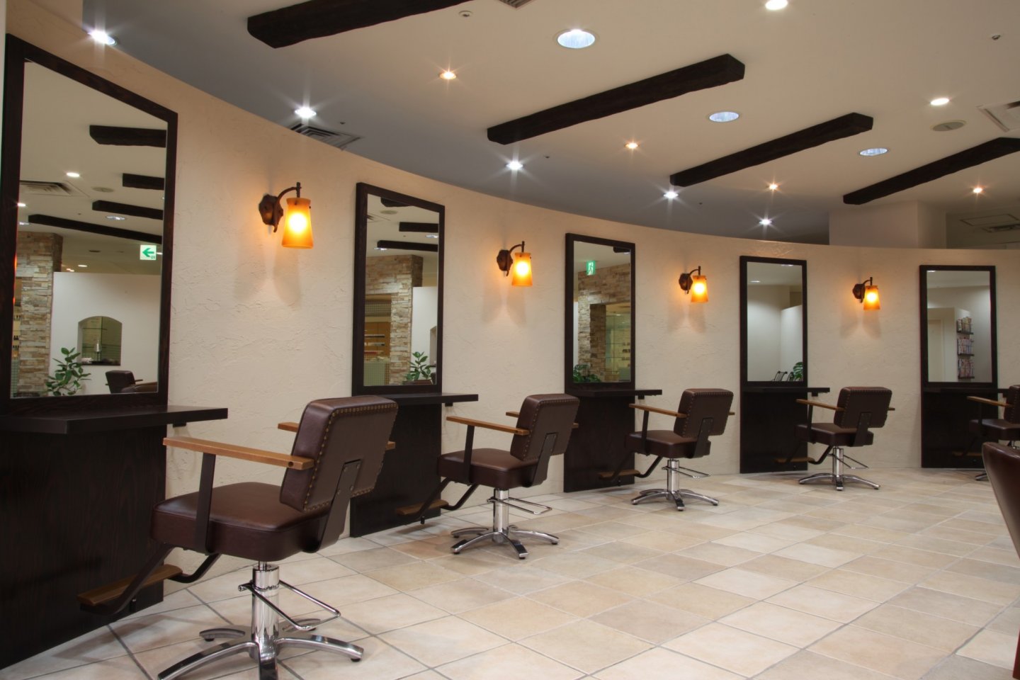 The salon offers a spacious and relaxing environment