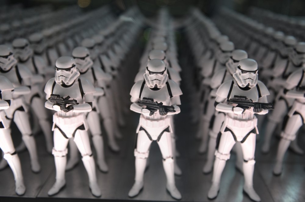 Stormtrooper figurine exhibit
