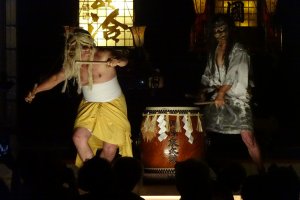 Wild-looking characters and powerful drumming put the audience in a trance. 