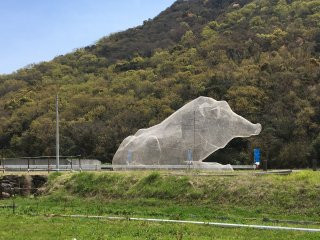 #81 Mt. Dan Archaeological Site by Hiroko Kubo will catch your eye as you pass by on the road as it features some very large odd wireframe structures  