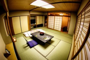 View of my room at the Izanro Iwasaki ryokan in Misasa valley