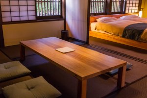 The Japanese room has beautiful dark tatami mats