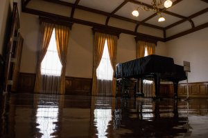 The piano in the concert hall.