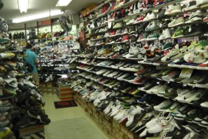 Rows of athletic shoes