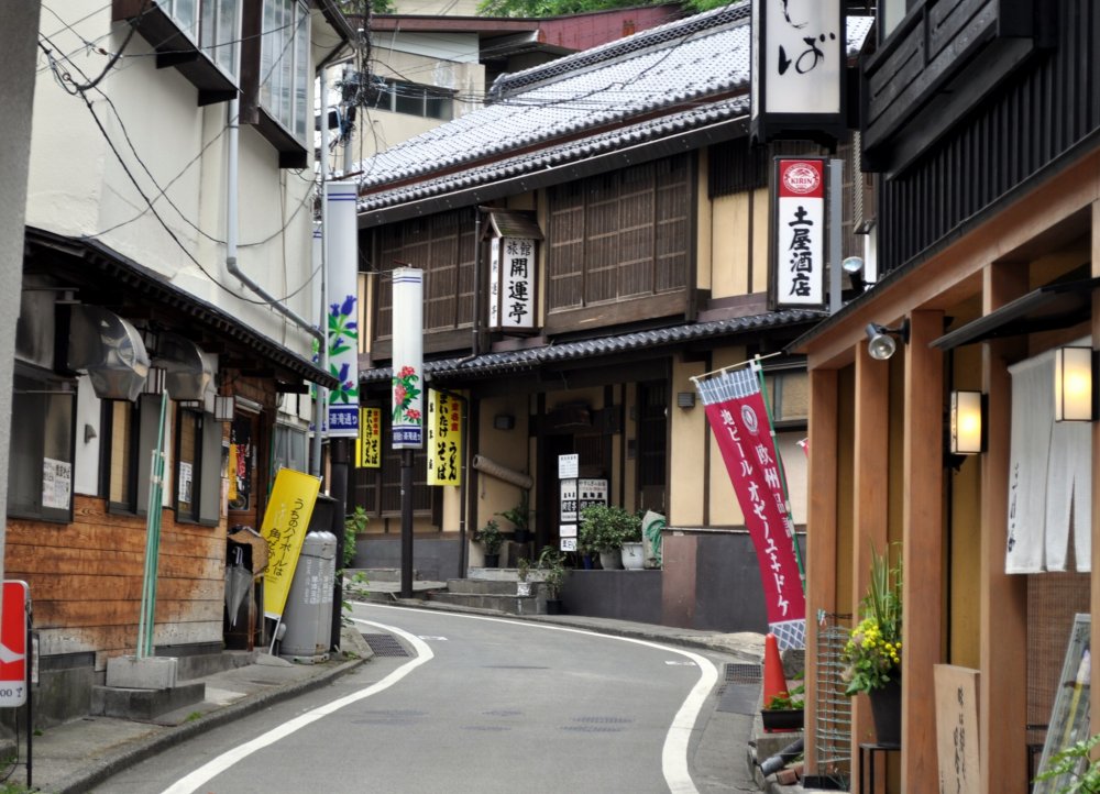 A quaint, narrow street in Kusatsu has many treasures awaiting your discovery