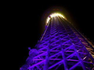 Tokyo Skytree tower in purple