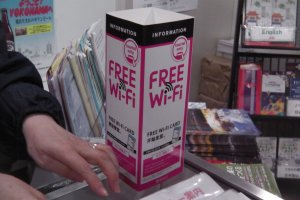 Look for the pink "Free WiFi" signs at distribution points
