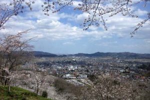 One of the several excellent views from the hill. This is looking southwest over Shiroishi.