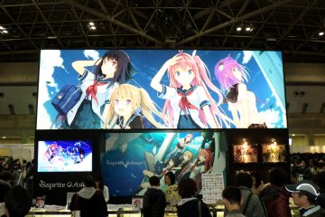 <p>A colorful booth at AnimeJapan 2014. There were more than 100 exhibitors at the convention.</p>