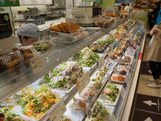 The &quot;artwork&quot; in a depachika extends to the salads as well. All of the salads are extremely fresh and very creative. They are sold by the 100g. Try to go to a food basement on an empty stomach if possible. You&#39;ll want to walk around and snack or eat your lunch there if you can