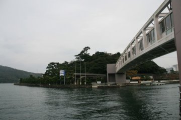 The overhead causeway leading to the Mikimoto Pearl Island