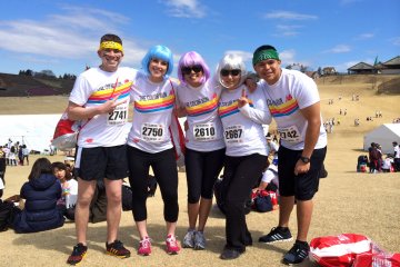 <p>A &quot;before&quot; shot of our team sporting The Color Run white t-shirt included in the registration fee</p>