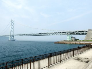 Great Akashi Strait Bridge (Pearl Bridge) seen from the seaside walkaway in Maiko Park