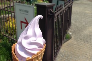 Lavender soft serve ice cream at Kaze&nbsp;no Oka Mid Station. &nbsp;Heaven in a cone