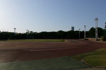 <p>The track at Oda Field has lights and is popular for night running</p>