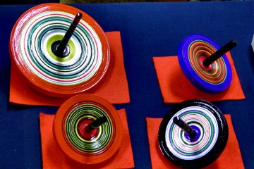 <p>Vivid-colored Kyo Koma (Kyoto Spinning Tops). Beautiful!</p>