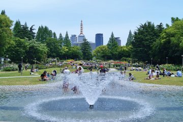 <p>The water fountain: endless fun for young and old alike</p>