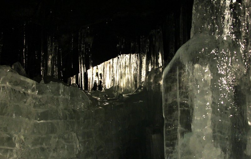<p>There&#39;s a lot of natural ice in the cave, but some ice is also brought here for storage.</p>