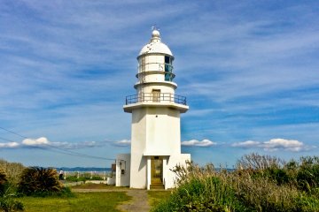 <p>The white Lighthouse at peak of Cape Tsurugi</p>