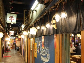 Inside&nbsp;Yurakucho Sanchoku Inshokugai. Only consisting of restaurants, this street has a very traditional and pleasant atmosphere.
