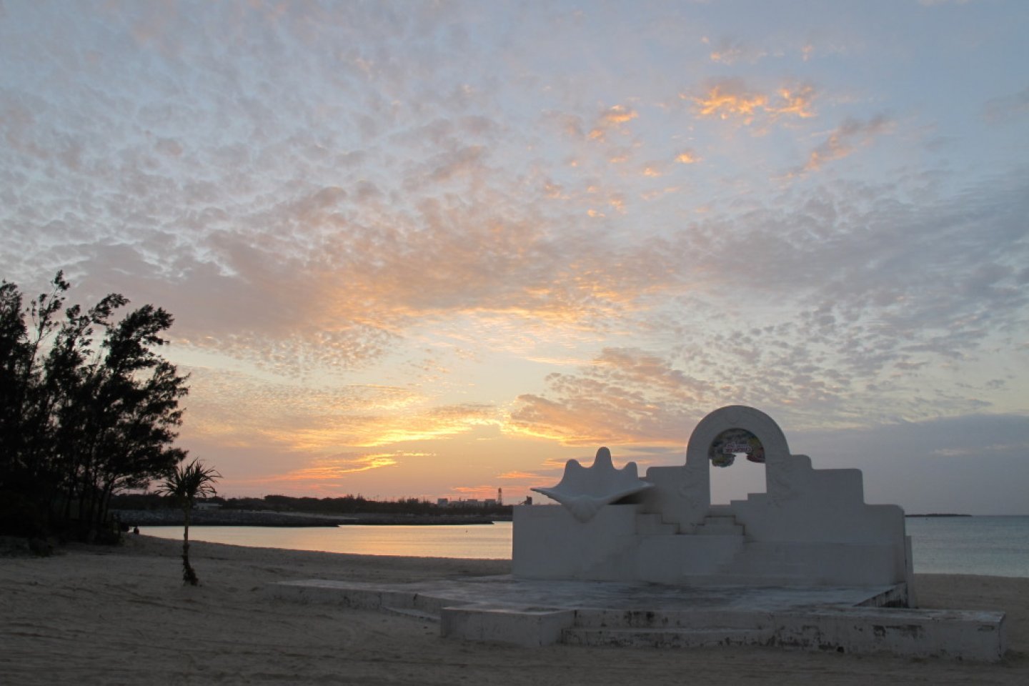 Sunset over the beach at Yoron\'s main town, Chabana