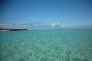 The crystal clear waters at Yurigahama, a sand island which appears at low tide