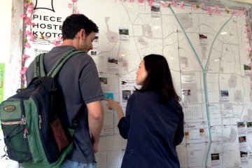 <p>Plan your day with the large wall map at the&nbsp;Piece Hostel Kyoto just 10 mins walk from Kyoto Station</p>