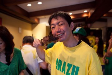 <p>One of our wonderful hosts Takeaki Fukuda enjoying a bite to eat</p>