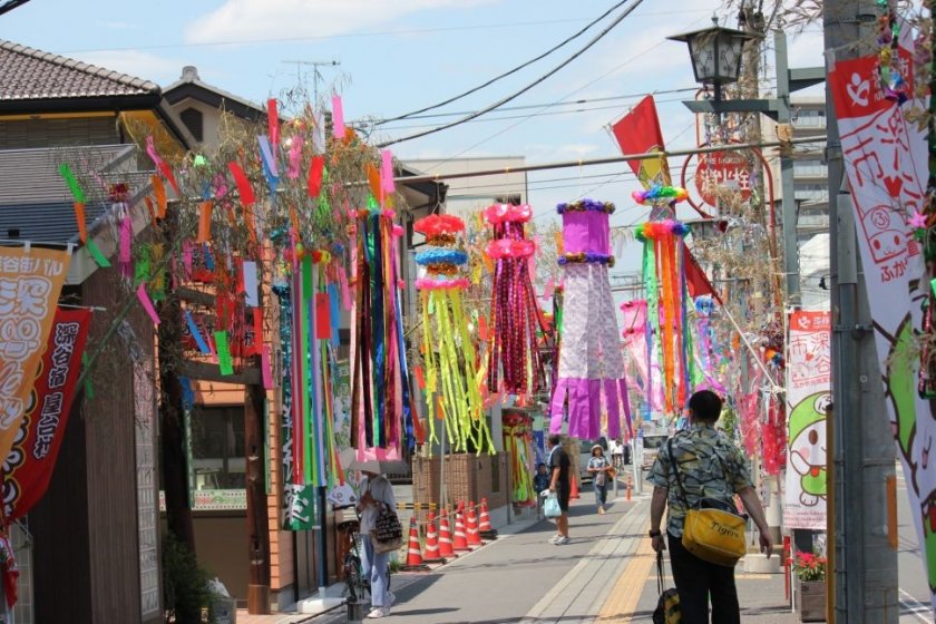 Fukaya's Tanabata matsuri - Fukaya's streets are decorated with colorful ribbons