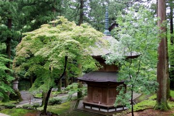 <p>Beautiful pagoda stands silently in a garden</p>