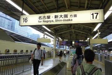<p>Heading to Nagoya on the Shinkansen at Tokyo Station</p>