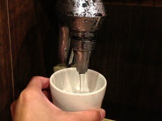 Each booth comes with a water tap that serves ice cold water.