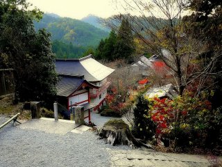 Ngôi chùa được bao quanh bởi núi non