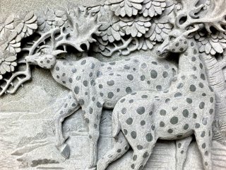 Buck deer carving