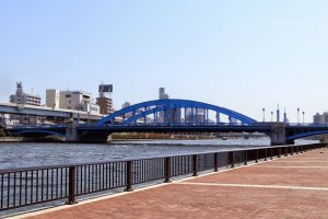 The blue Komagatabashi Bridge