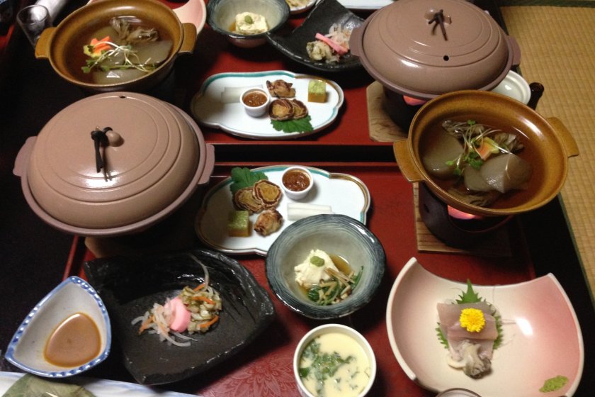 Beautiful fresh, local produce kaiseki dinner, with seasonal ingredients and beautifully presented.
