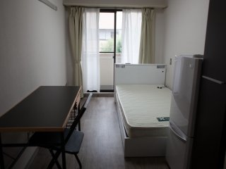 Rooms are funished with desks, a fridge and a balcony