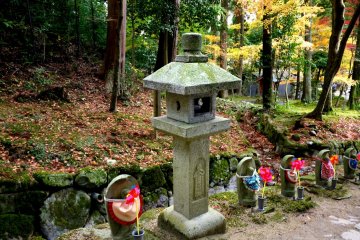 <p>Stone lanterns also stand beside the path</p>