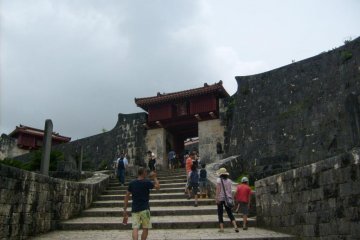 Steps up to one of the gates