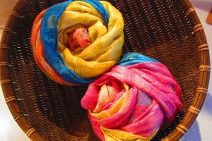You can also make or buy tie-dyed silk scarves