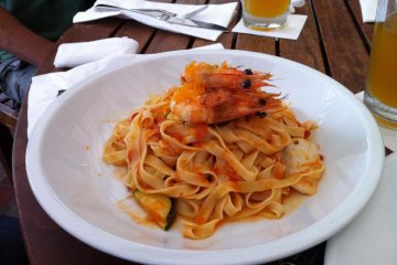 Fettucini shrimp and calamari