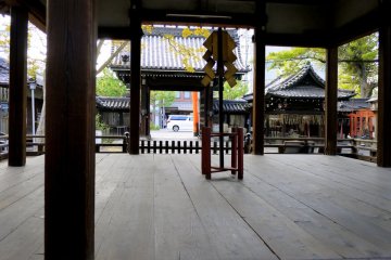<p>Looking through the shrine&#39;s ceremonial stage</p>