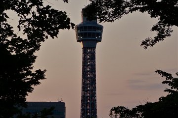<p>Yokohama Marine Tower at dusk.</p>