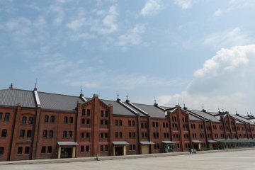This row of red brick warehouses is now a popular shopping mall.
