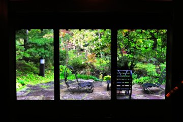 <p>Looking out at the garden through three big windows. I felt like as though I was looking at three paintings.</p>