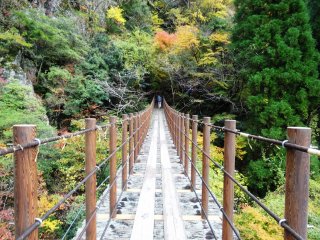 A view of the Ayatori Suspension Bridge in Gokanosho